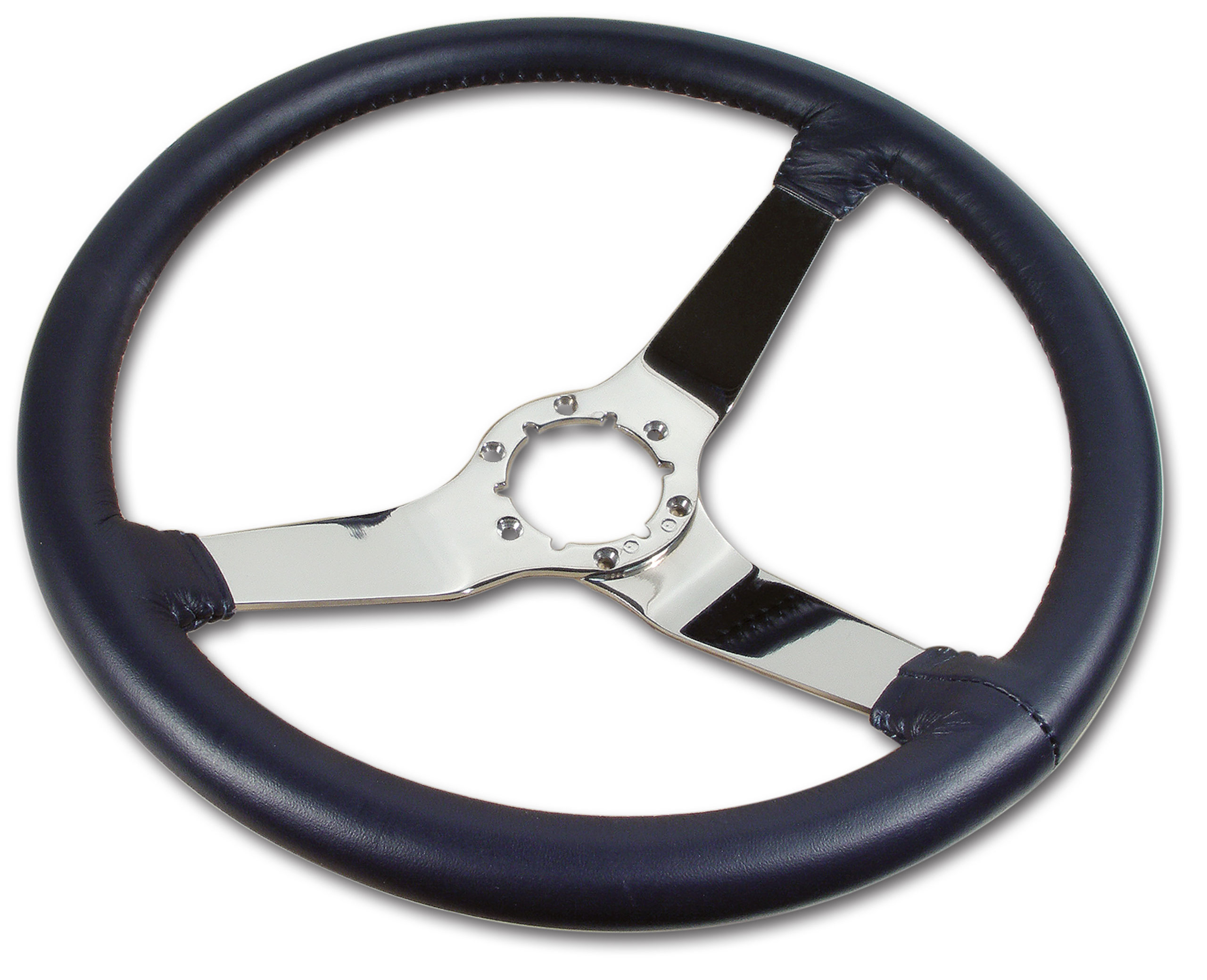 C3 1978-1981 Chevrolet Corvette Leather Steering Wheel - Dark Blue W/Chrome Spokes - CA